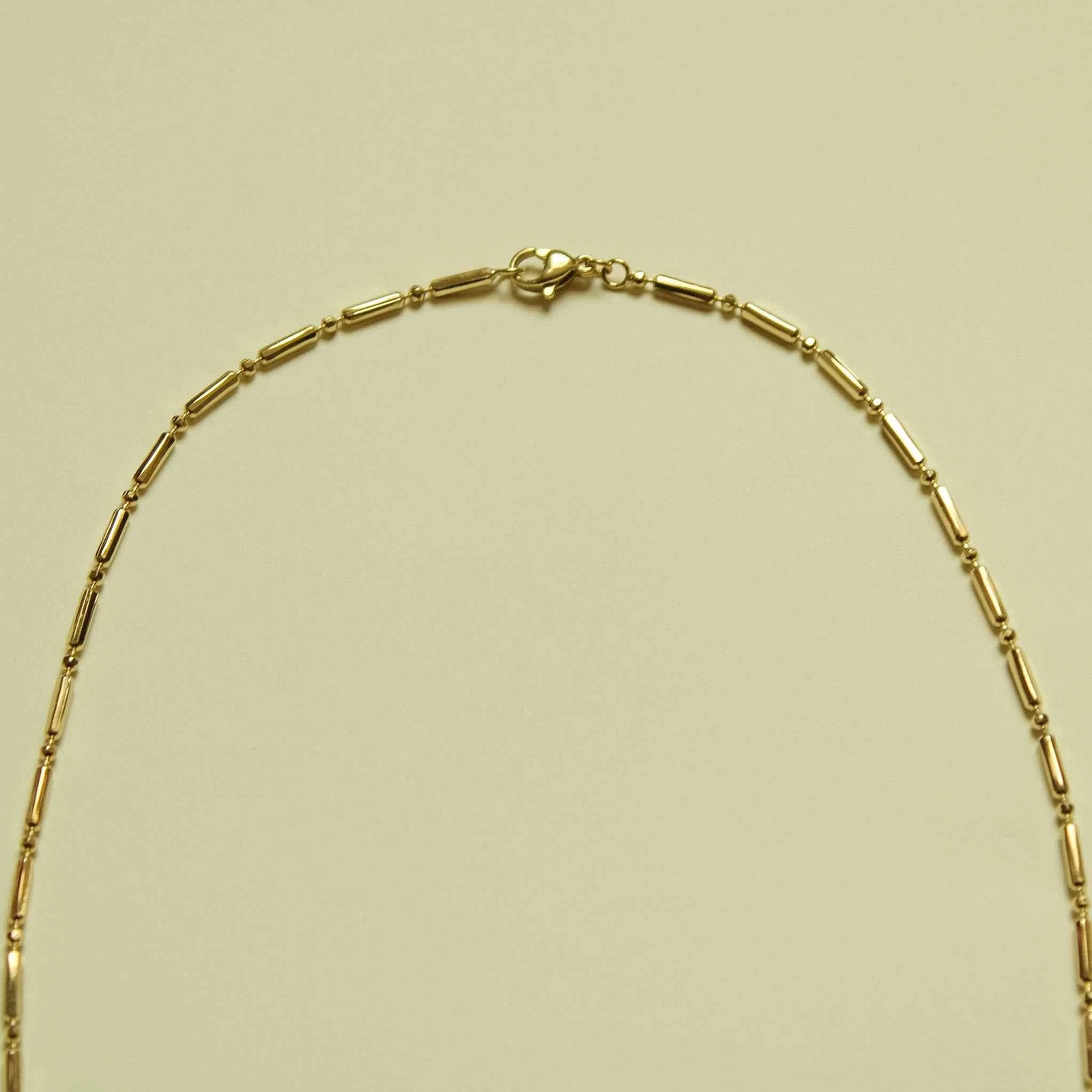 Bar & Bead Chain Necklace — 14K Gold