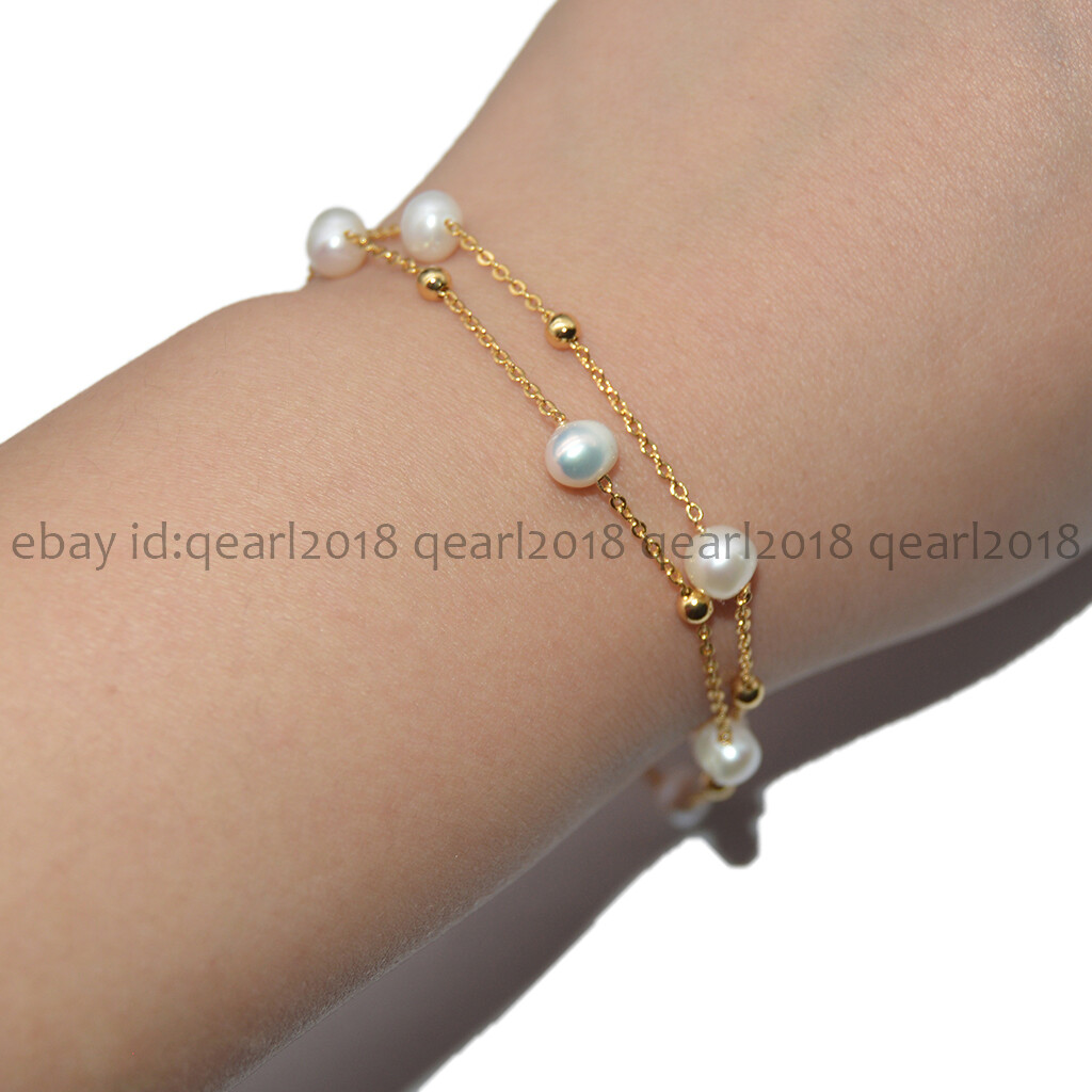 Real Natural 6-7mm White Freshwater Baroque Pearl Chain Necklace 20/32”