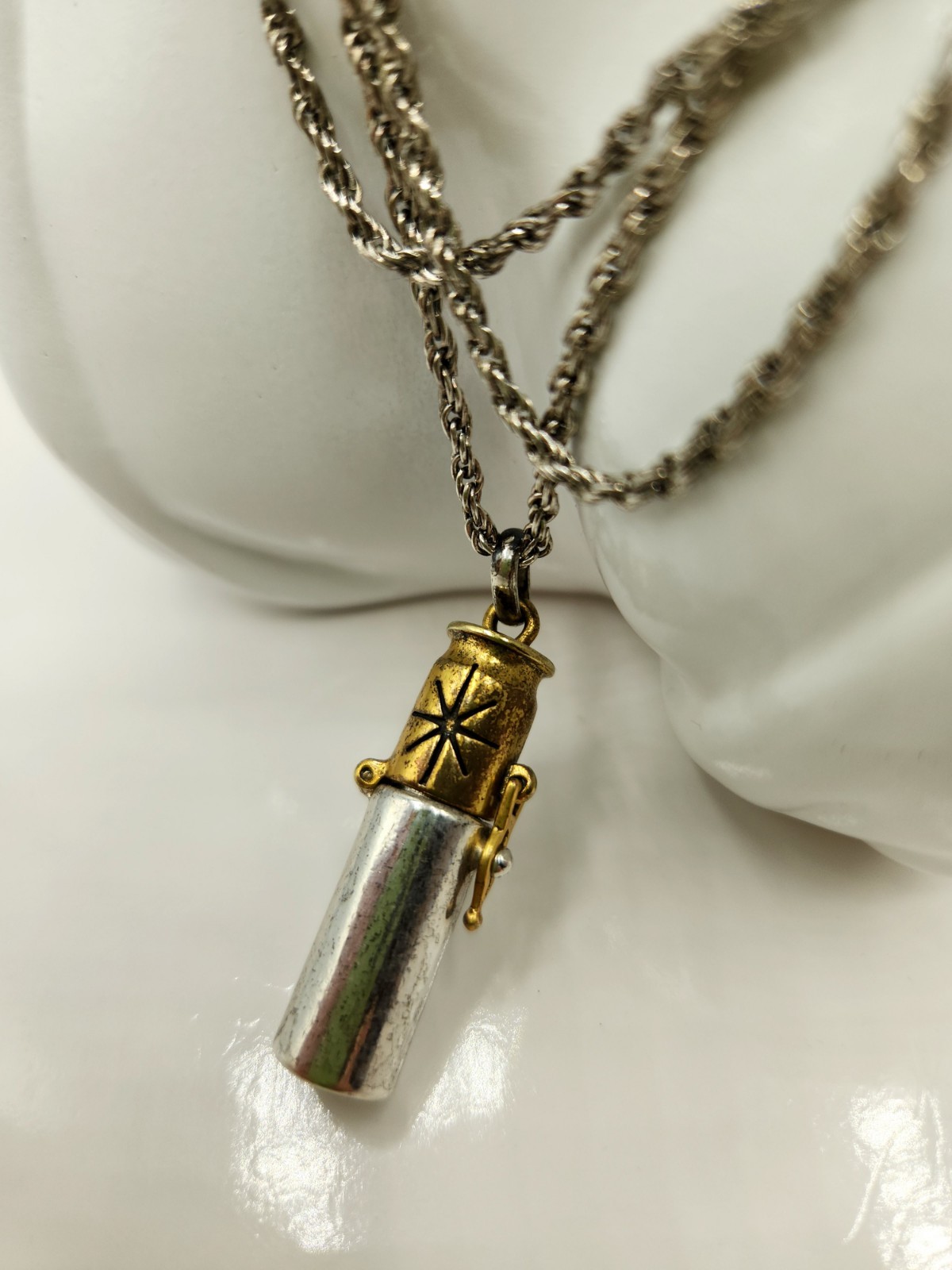 Hultquist Copenhagen Vintage Scent Perfume Bottle Pendant Necklace Silver Rope