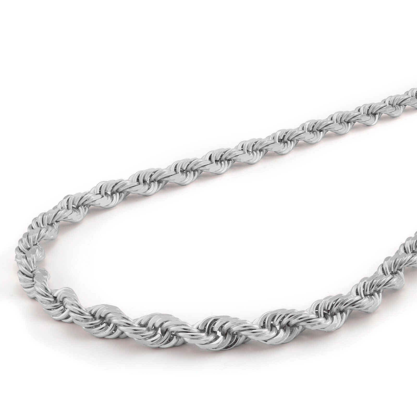 14K Gold/Platinum Plated 925 Sterling Silver Diamond Cut Rope Chain .925 Italy