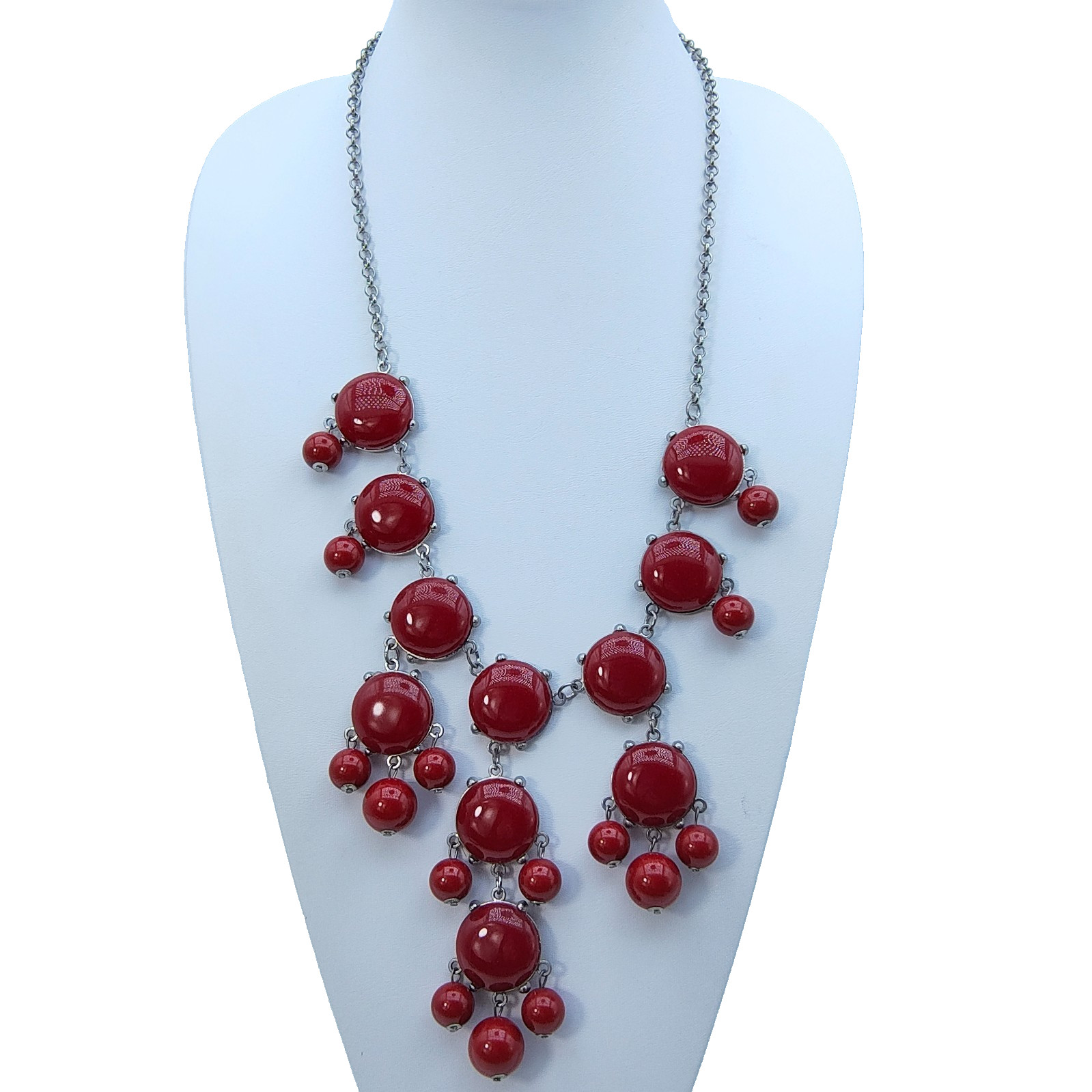 Bold Red Bubble Bib Statement Necklace Y2K Retro Maximalist Chunky Color Pop