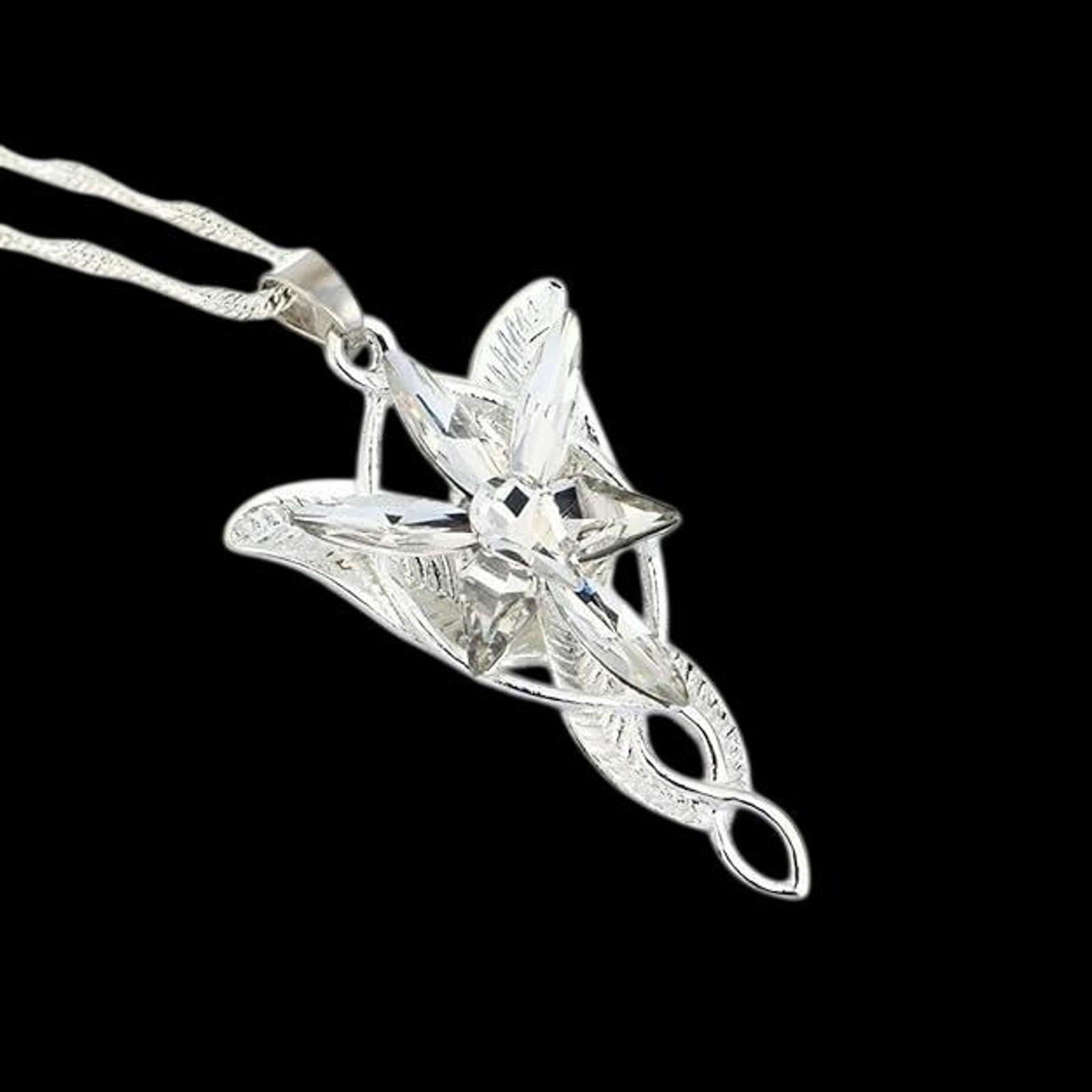 Arwen Evenstar Inspired Pendant Necklace Elven Star Silver Plated LOTR Fantasy