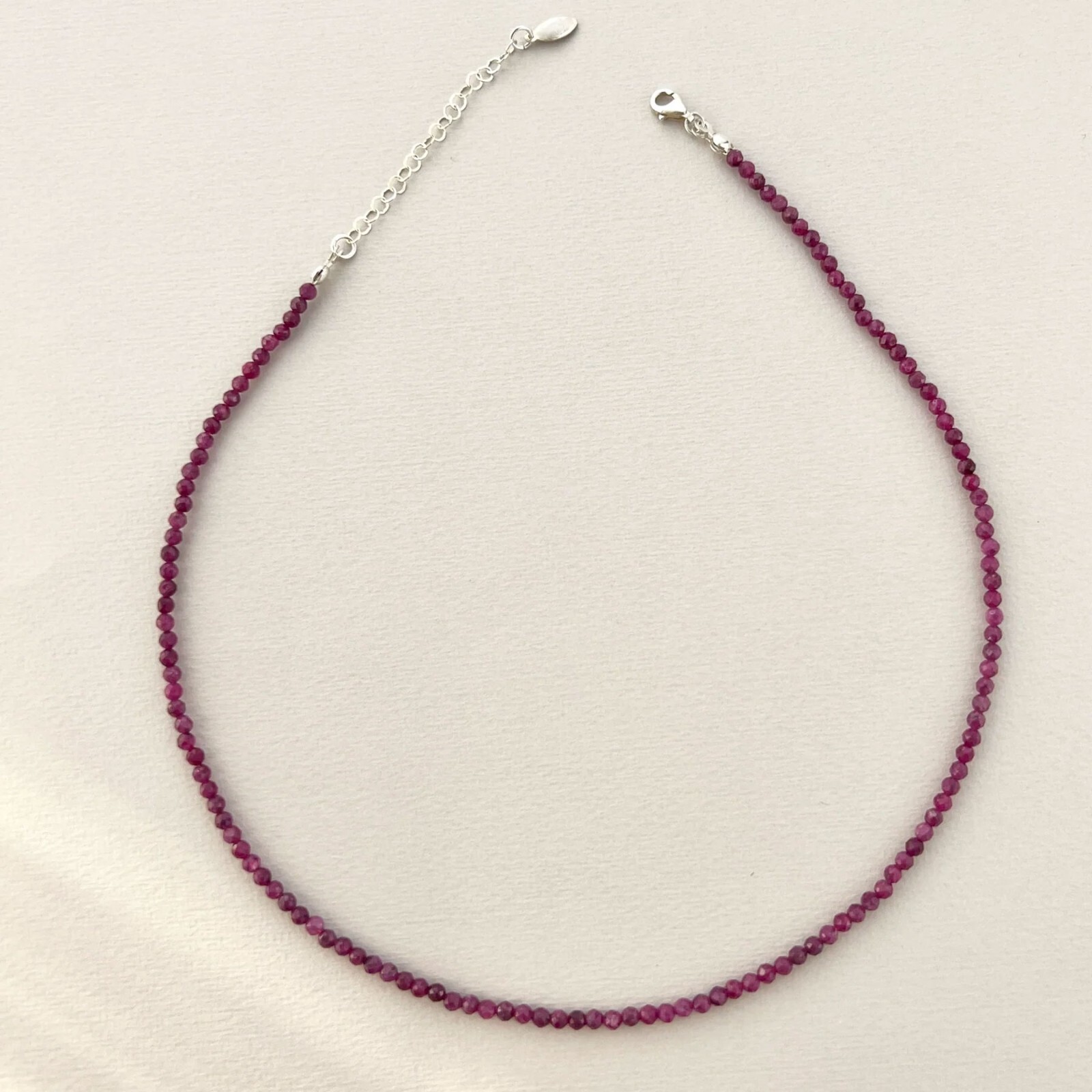 Natural Ruby Choker 2mm Crystal Gemstone Beads Dainty Choker Necklace Minimalist