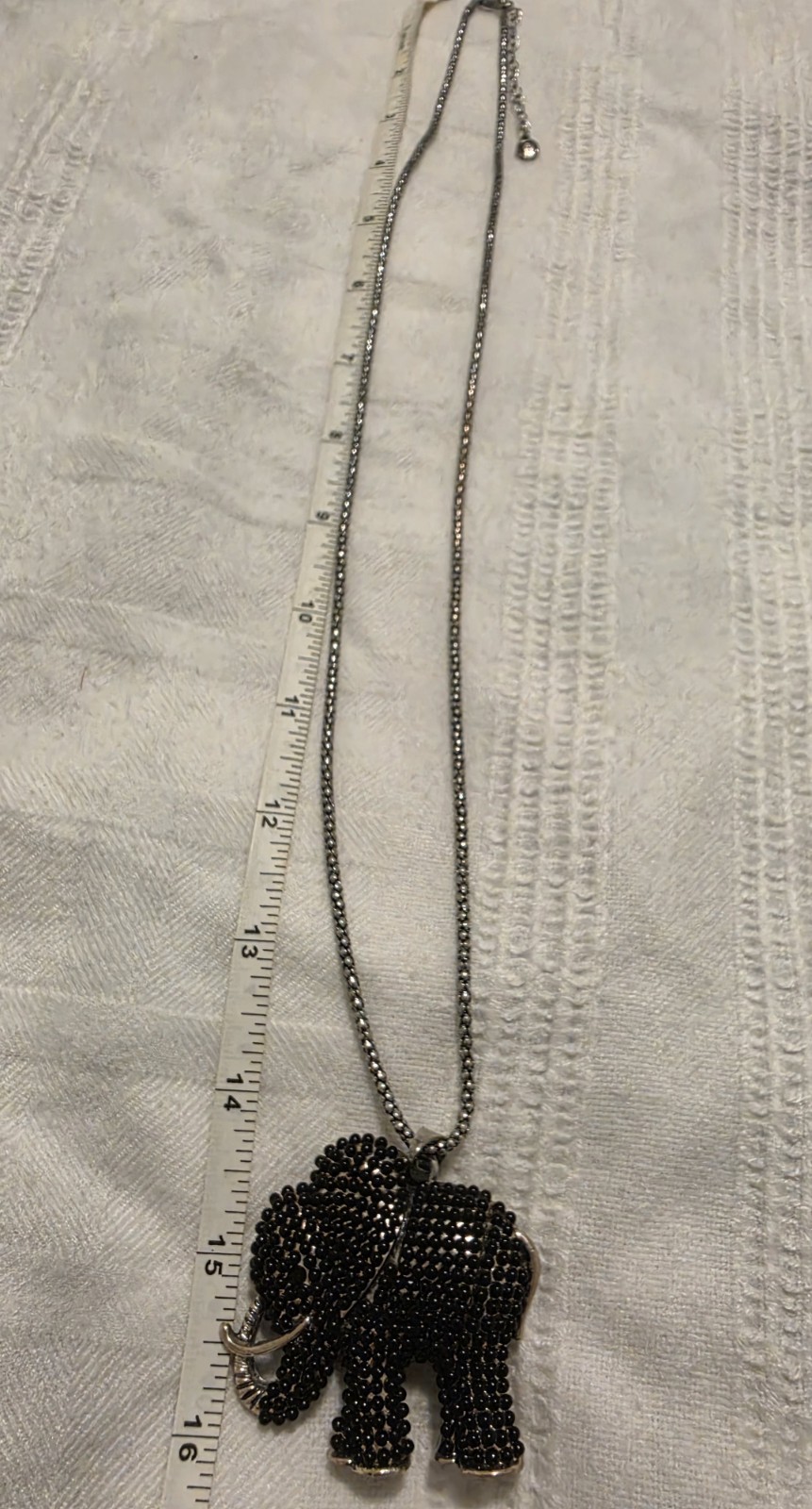 Vintage- C 1946 Elephant Rhinestone Pendant Silver Necklace- Great Condition!