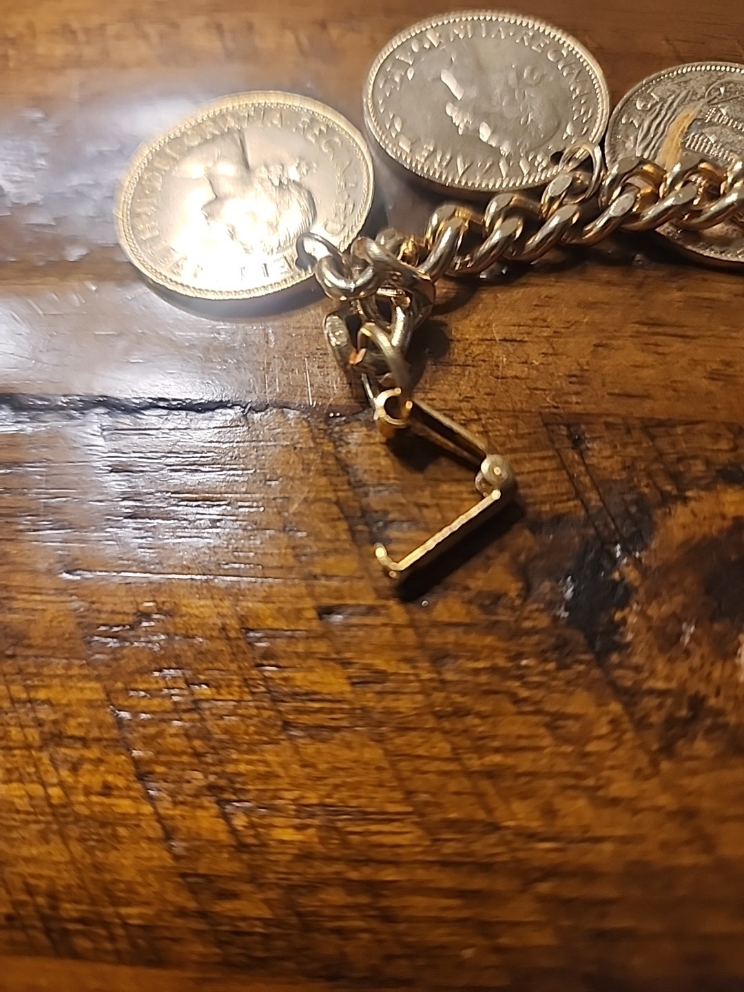 HALF PENNY COIN GREAT BRITAIN CHARM BRACELET LINK CHAIN 1967 6.5″