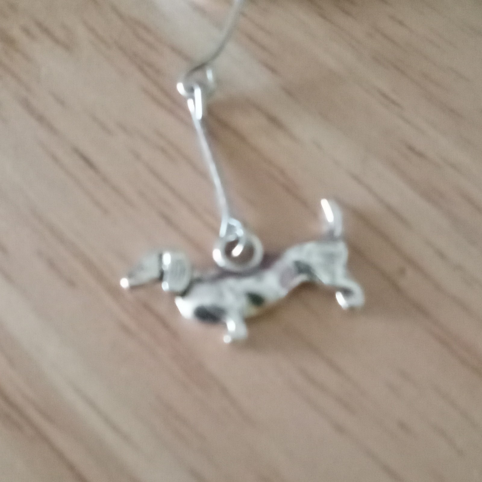 Silver Tone Metal Link Chain Necklace Dog Charm Paw Print Heart Pendant