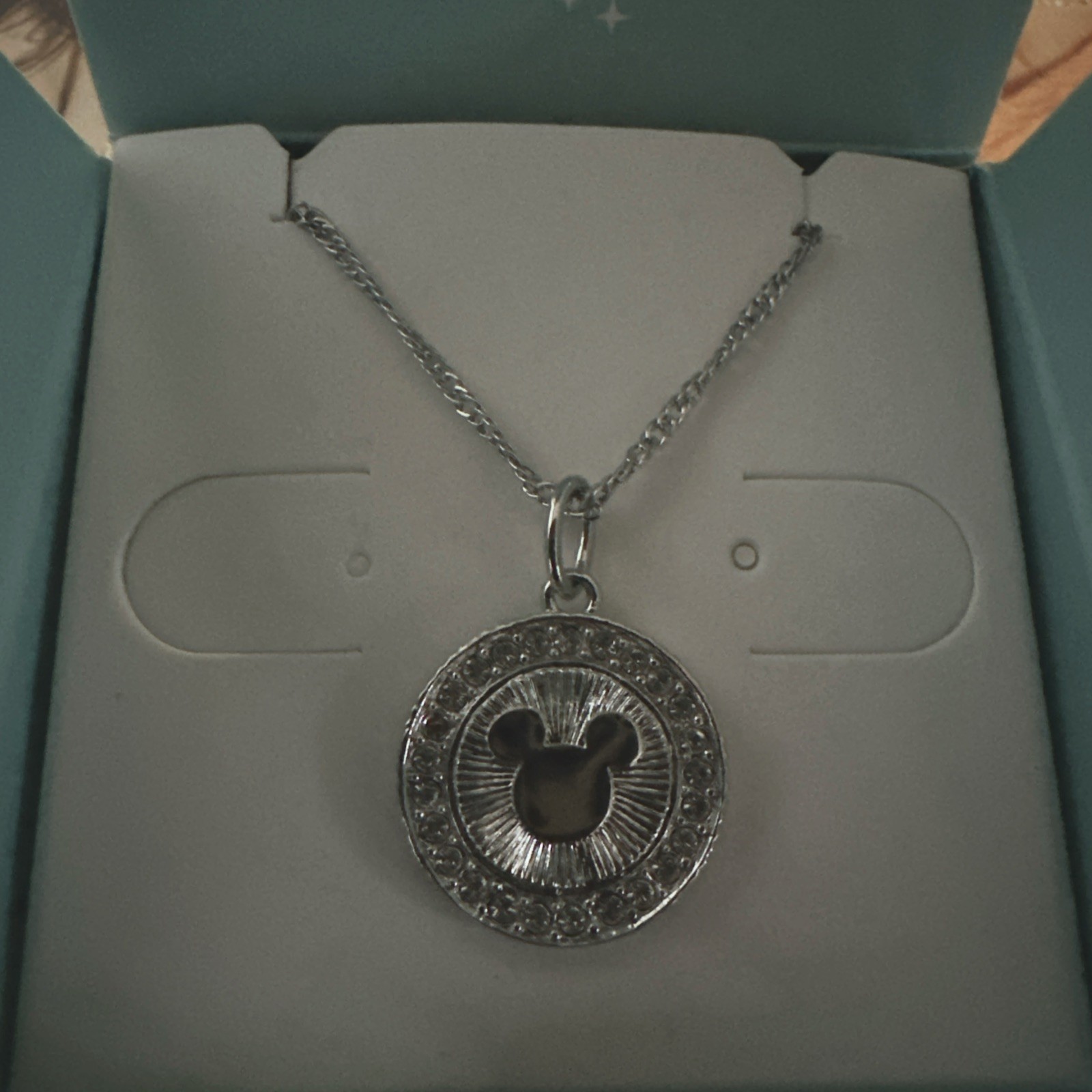 Origami Owl Disney Silver “Dream” Mickey Mouse Coin Pendant + Dainty Chain