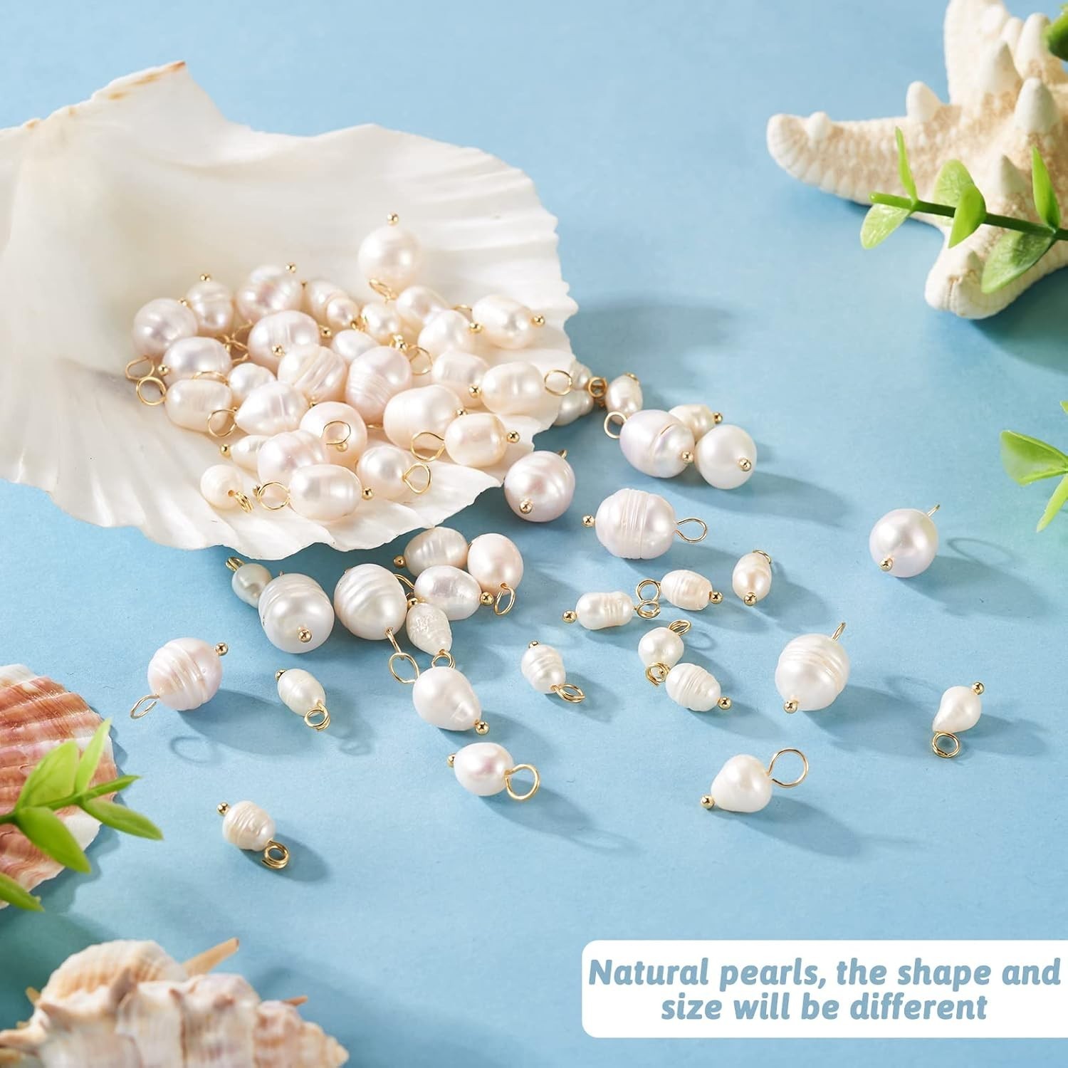 60Pcs 13-17mm Natural Freshwater Cultured Pearl Pendants White Rice Oval Pear…