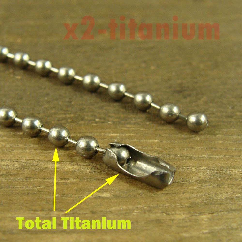 Pure Titanium Ti 3mm ball bead chain necklace anti-allergy Military XTi030