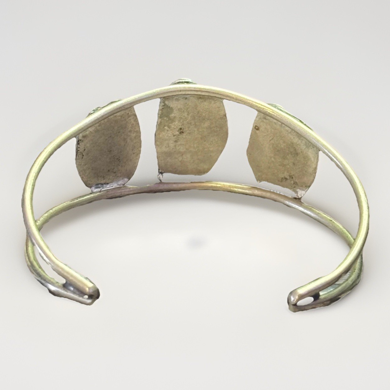 Vintage Native Triple Turquoise sterling Silver Cuff – Pre 1960s