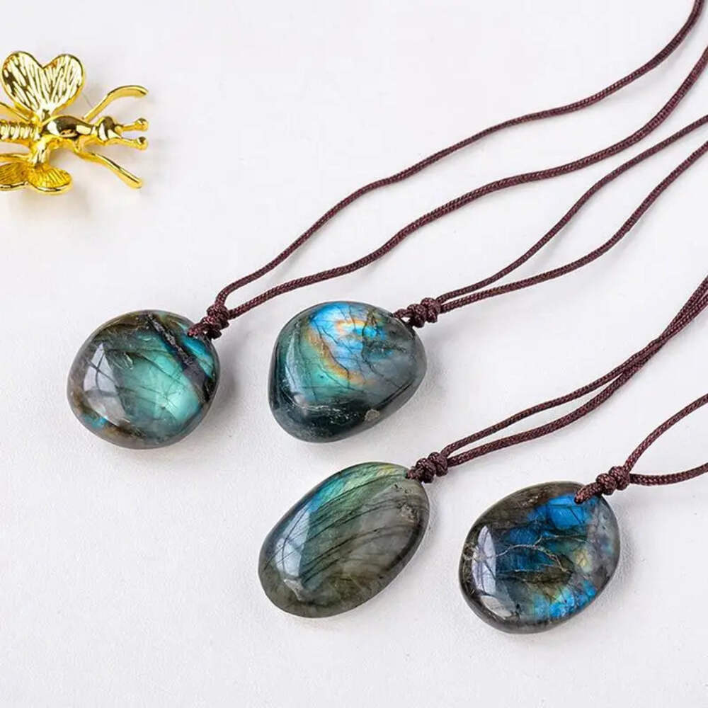 Natural Labradorite Necklace Irregular Random Shape Unique Natural Pendant Jewel