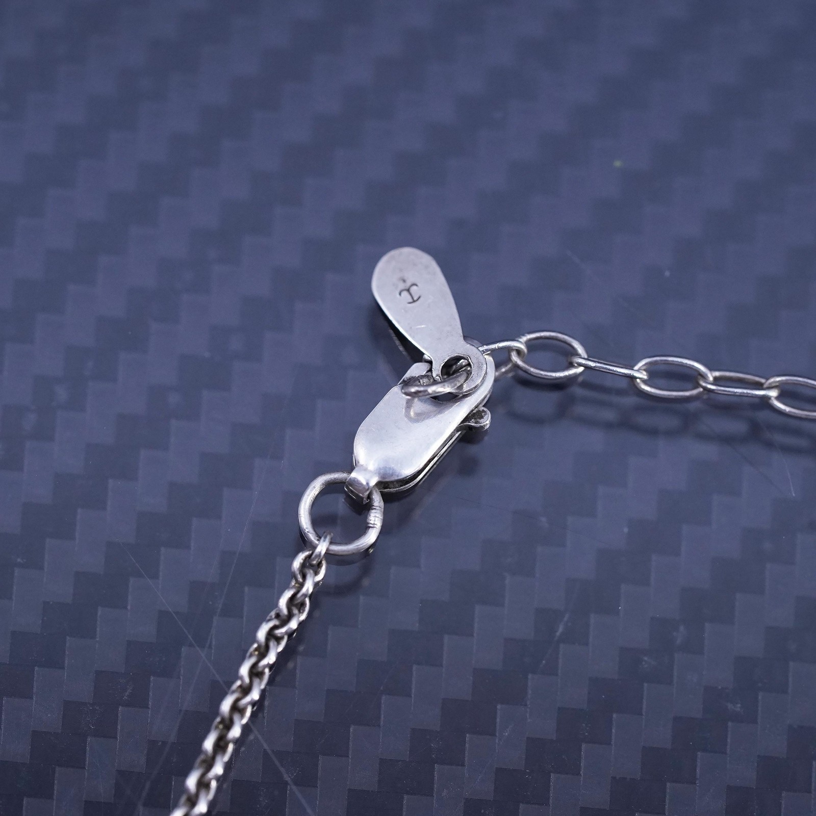 16+2” 1.6mm, vintage Sterling 925 silver necklace, textured circle chain