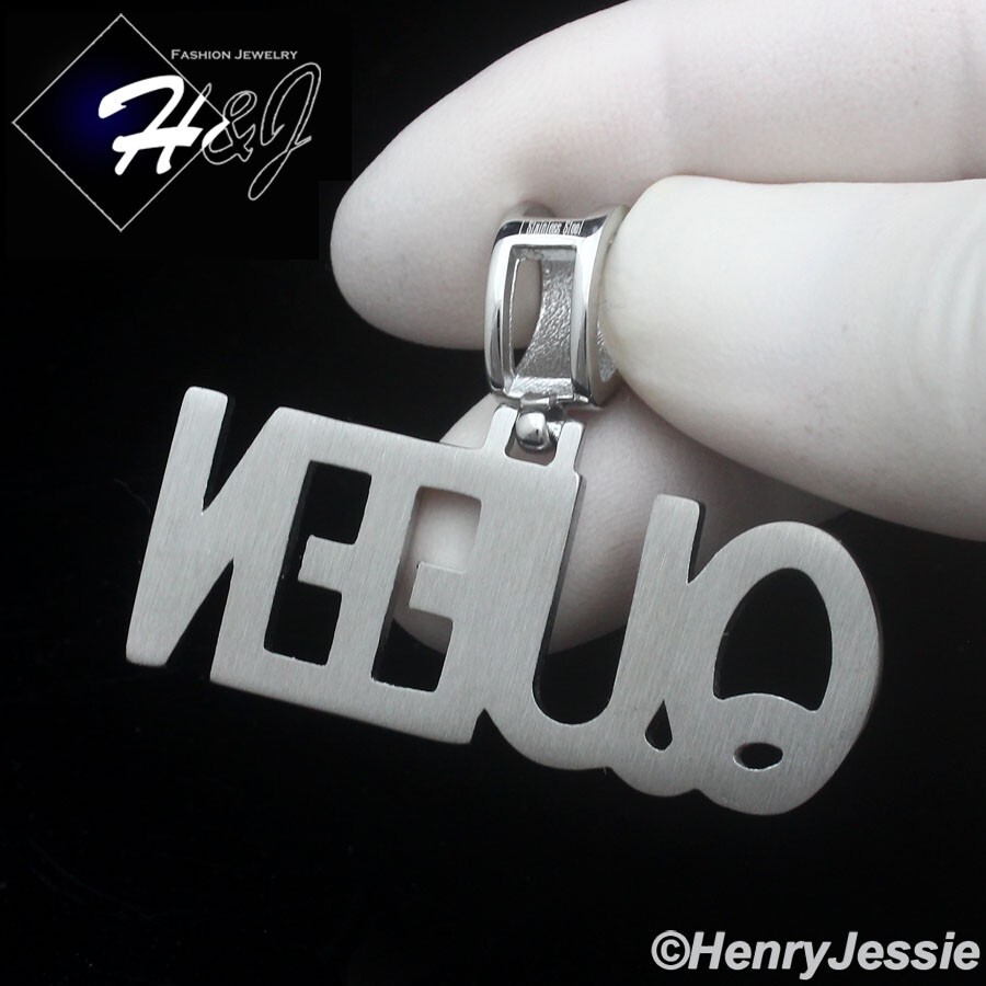 WOMEN’s Stainless Steel ICY Bling CZ 3D HipHop “QUEEN” Letter Pendant*P149