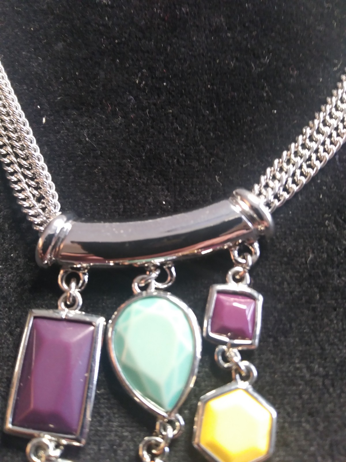 Multi-chain Adjustable Necklace with Dangle Pendants of Various Stones