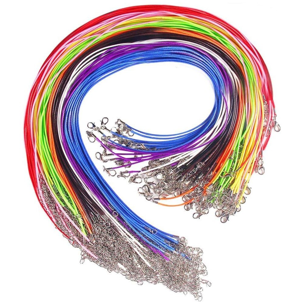 100x Leather Braided Waxed Cord Necklace Chain Rope Jewelry Bracelet Making 18″