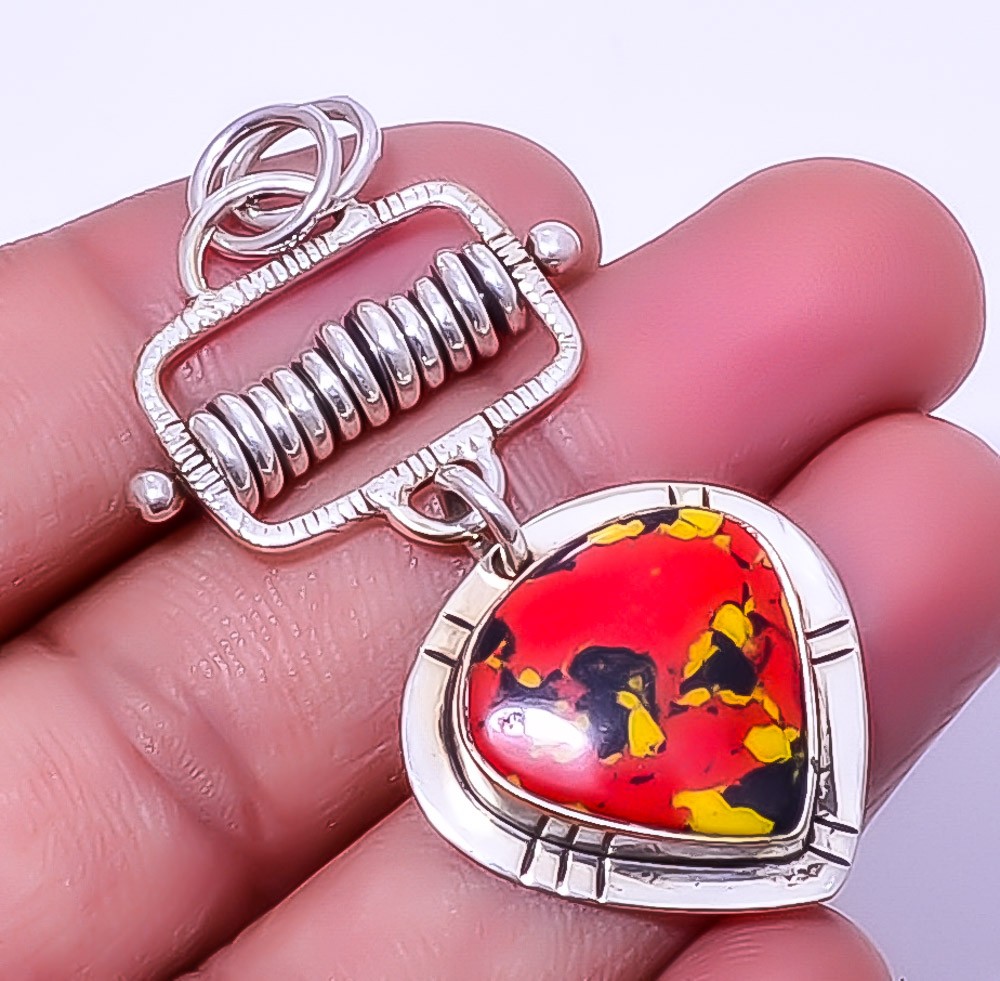 Mosaic Balloon Jasper 925 Sterling Silver Pendant 2.15″ A372
