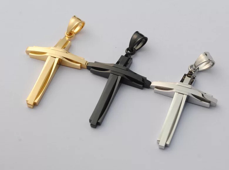 NEW Stainless Steel Silver Jesus Cross Crucifix Pendant Necklace Mens & Womens