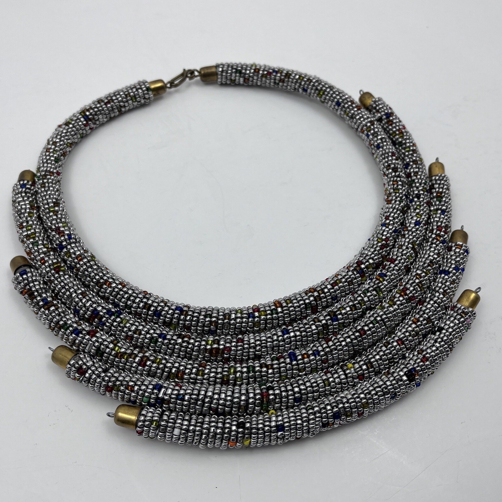 Kendi Aman Gold-tone Kanyoni Beaded 16″ Collar Necklace Ankara Accessories