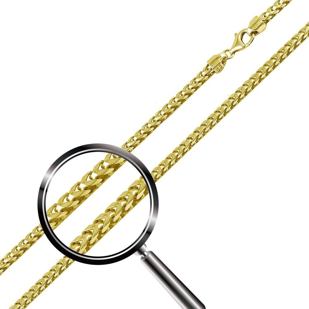 Men’s Real 14k Gold Plated Solid 925 Sterling Silver Franco Chain Necklace