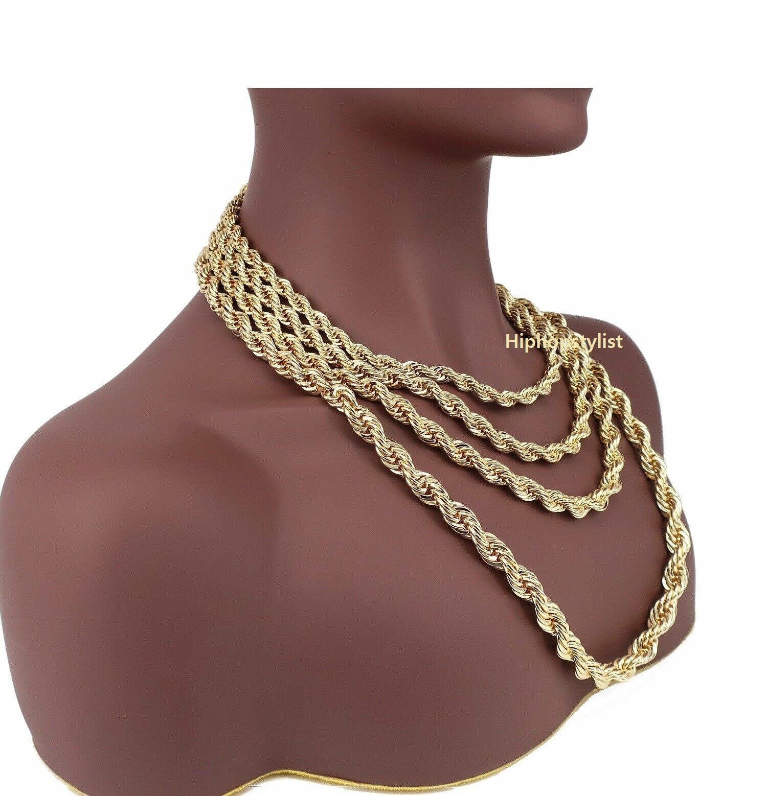 14k Yellow Rope Chain Necklace Bracelet 7mm 8mm 9mm 10mm Width Gold Plated