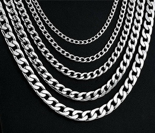2-15mm Men’s 316L Stainless Steel Silver Curb Link NK Necklace Chain Wholesale