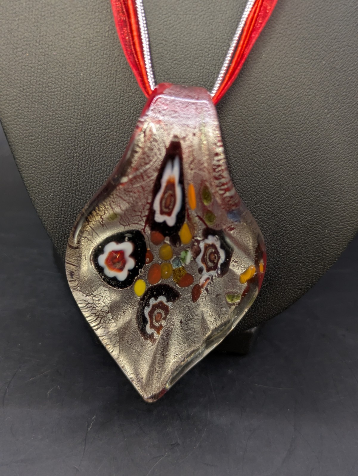 BNWT Murano Venezia Italy Glass Multi Coloured Necklace Large Pendant Boxed (CF)