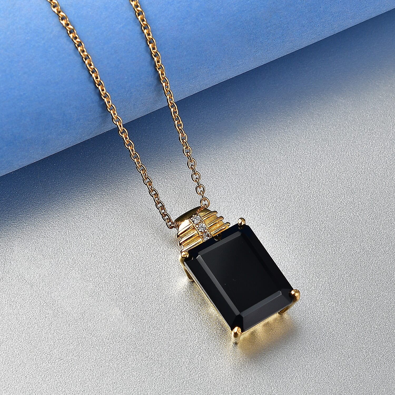White Zircon 16.60 ctw 18K Gold ION Plated Gold Stainless Steel Necklace 20 In