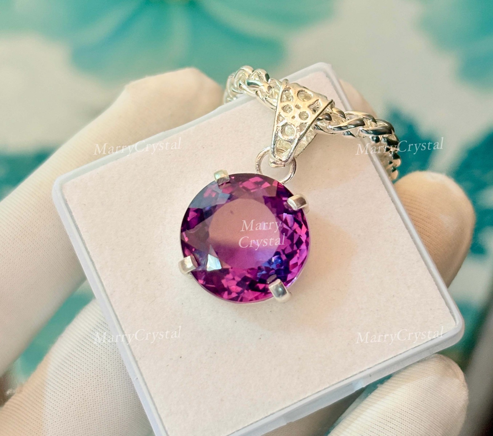 30 Ct Lab Grown Color Change Alexandrite Pendant Garman Silver Loose Gemstone
