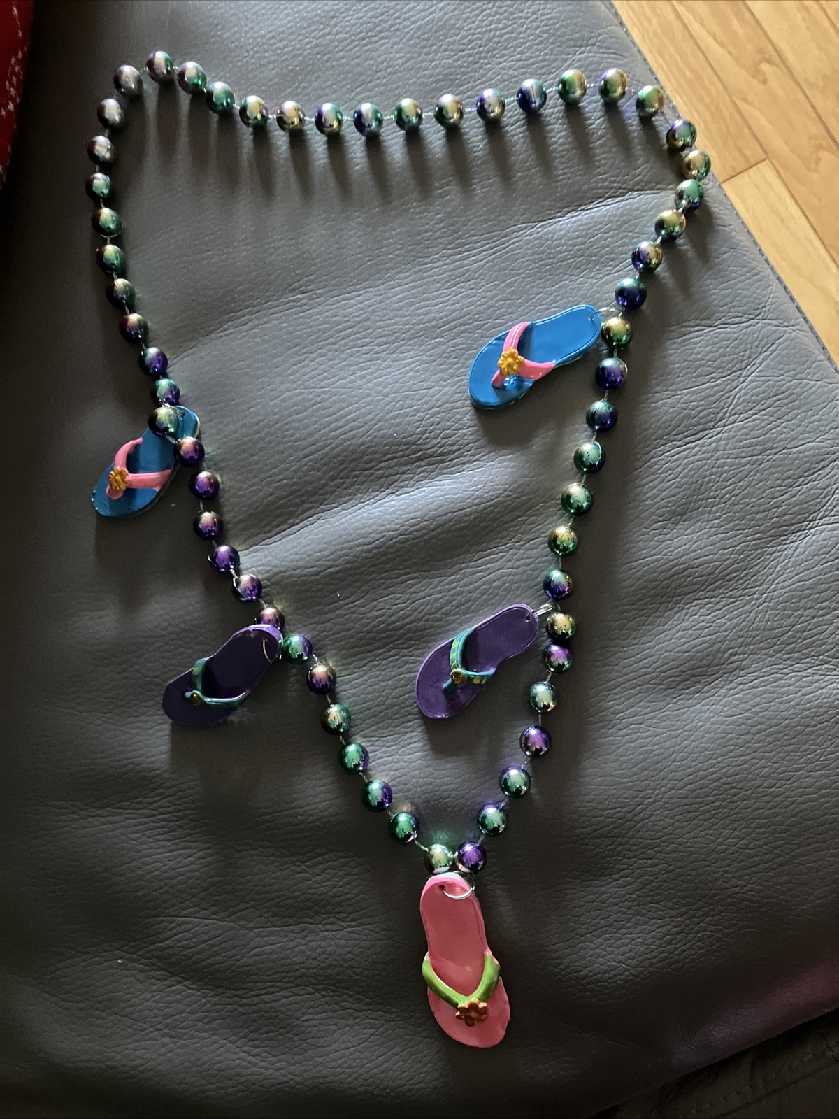 Adult/Teen Unisex Colorful, 5 Flip flops Beaded Necklace