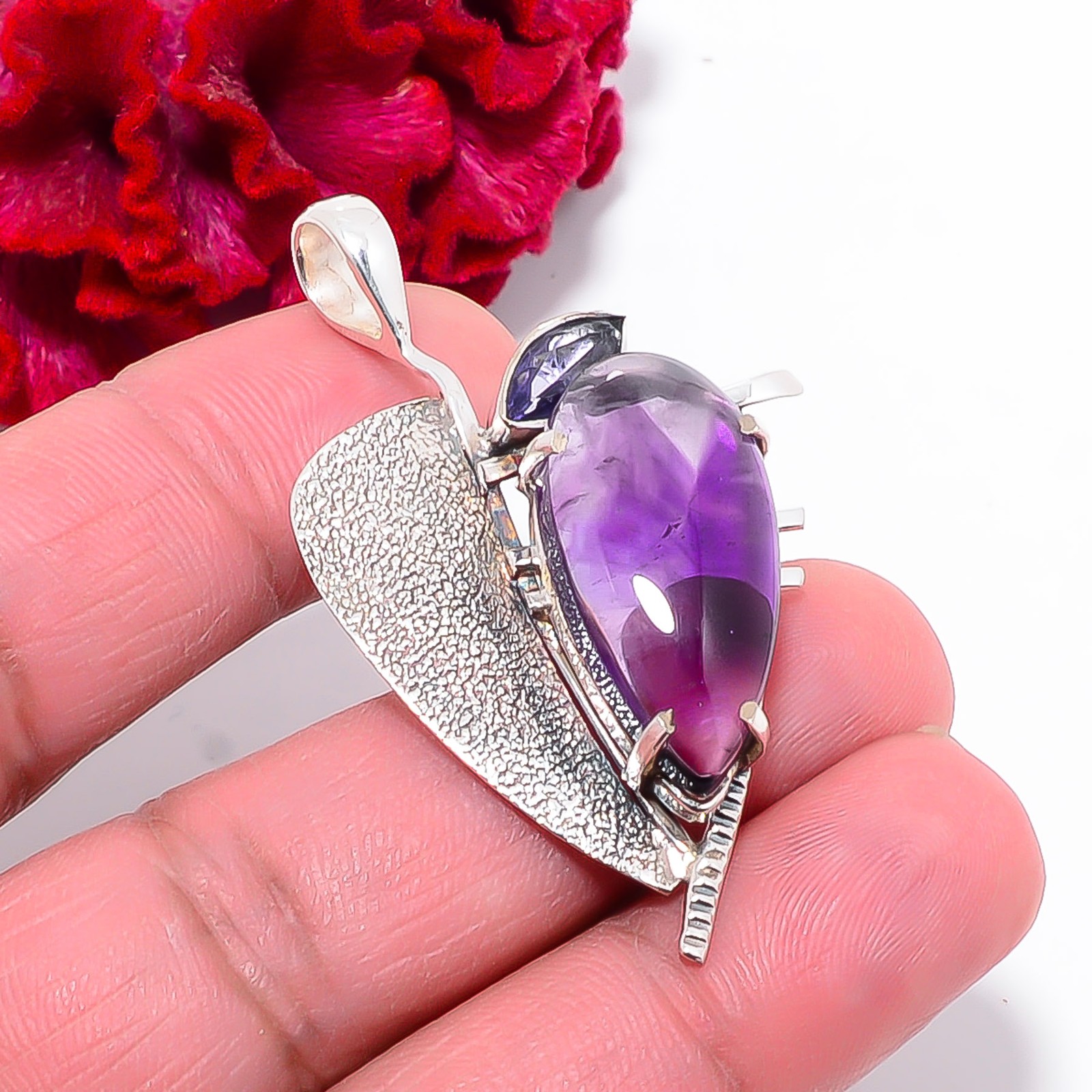Trapiche Amethyst – Brazil Gemstone 925 Sterling Silver Pendant 1.99″ P288102236
