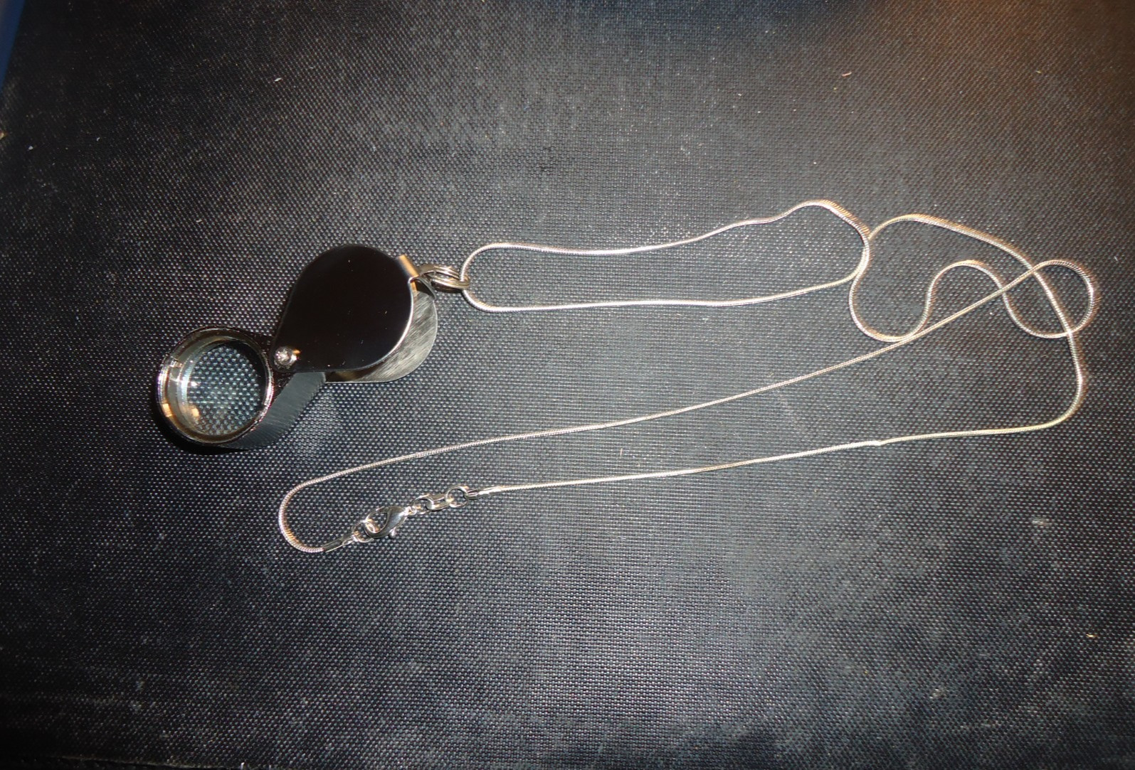 30x magnifier Reading Magnifying Glass Lens ”925 silver plate 28”chain