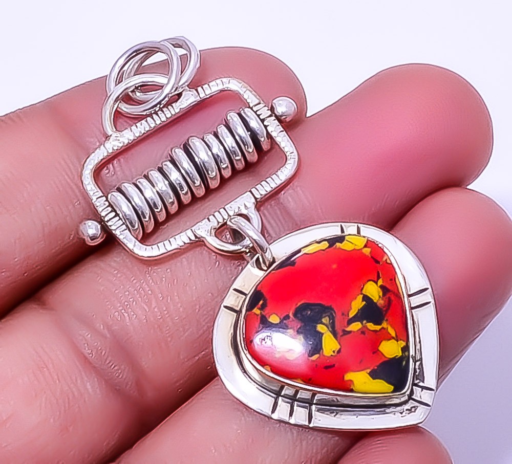 Mosaic Balloon Jasper 925 Sterling Silver Pendant 2.15″ A372