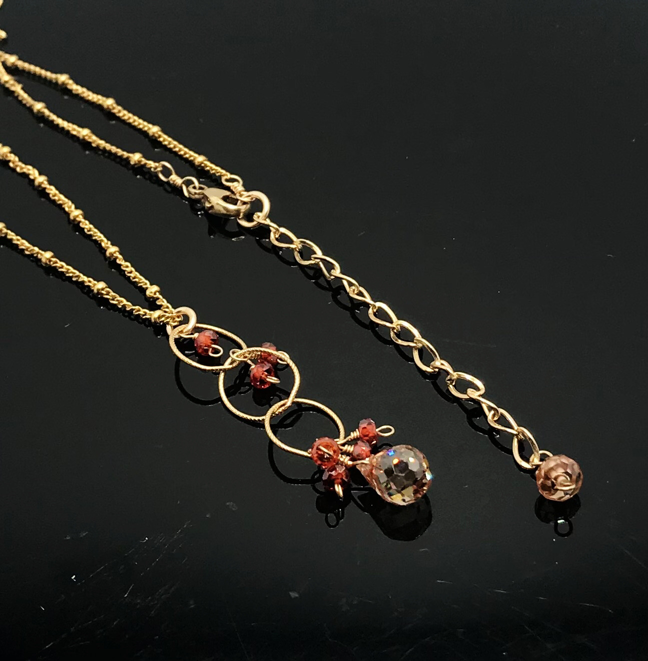 14k Gold-filled Knot Necklace with Champagne Crystals
