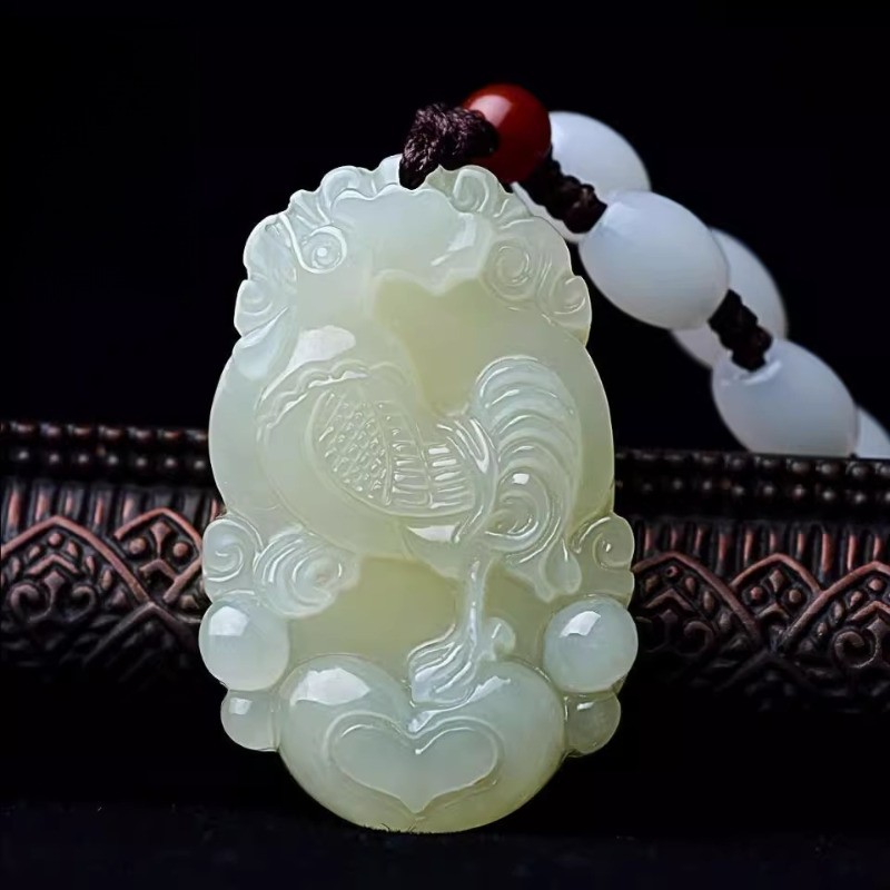 33MM Twelve Zodiac Signs Hotan Jade Natural Jade Pendant Necklace Pendant