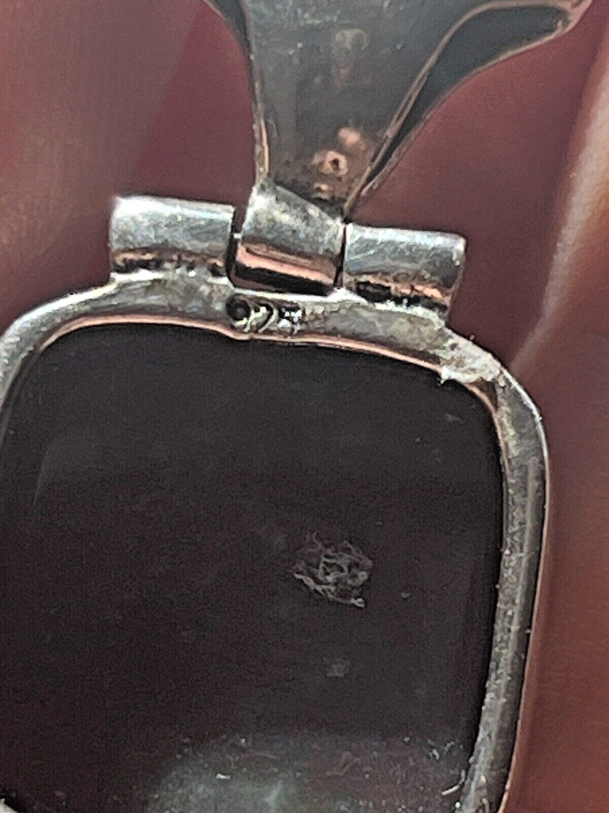 vtg Sterling Silver 21mm x 19mm Solid Framed Red Jasper Slider 925 Pendant 13g
