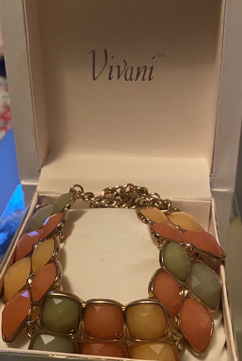 Vivani Multicolor Statement Necklace Curb Chain Square Bezel Lobster