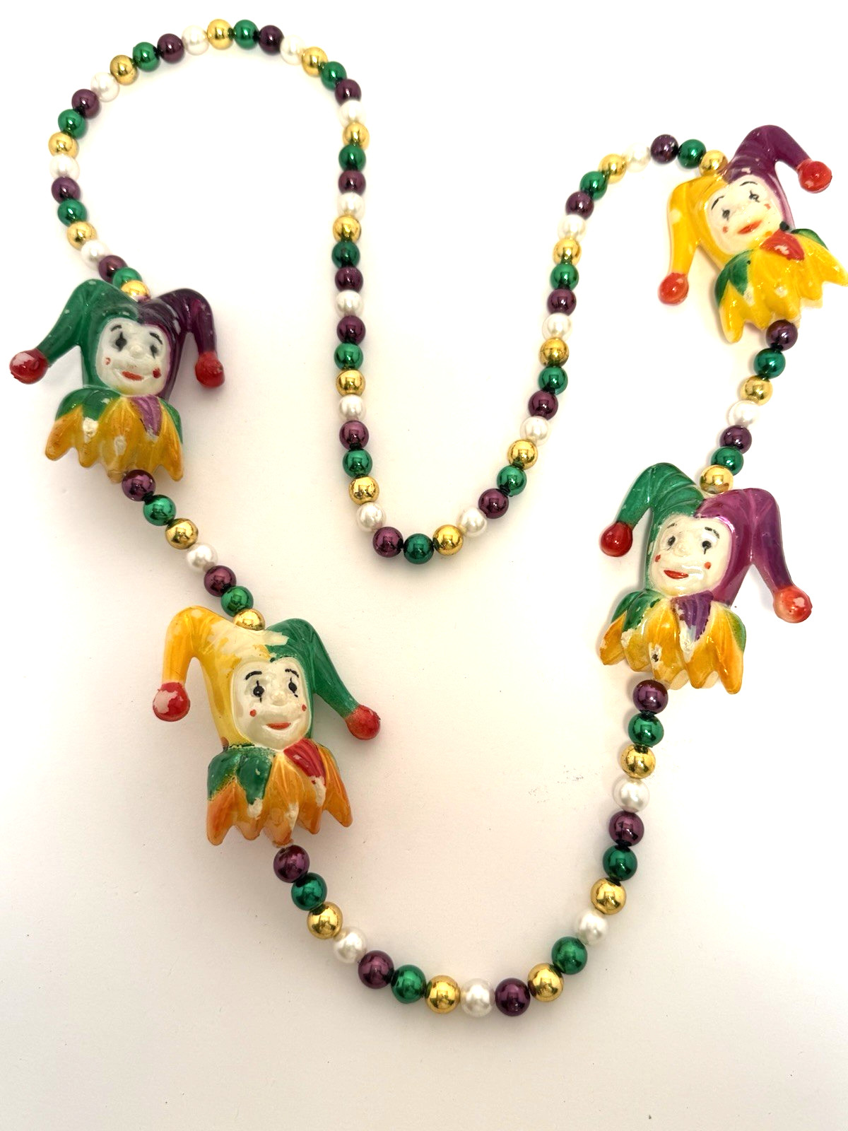 Variety of Vintage Mardi Gras Beads Necklace’s Italian Flag Pirate Jester Joker