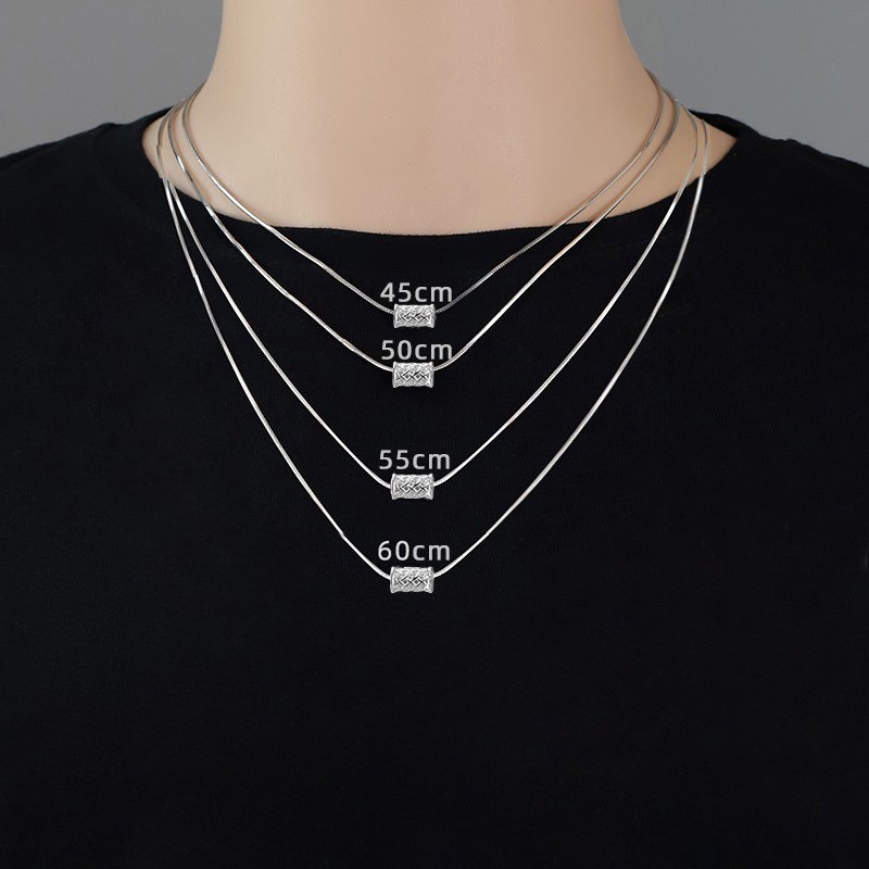 Silver 316 Stainless Snake Chain Necklace Woven Minimal Men Jewelry