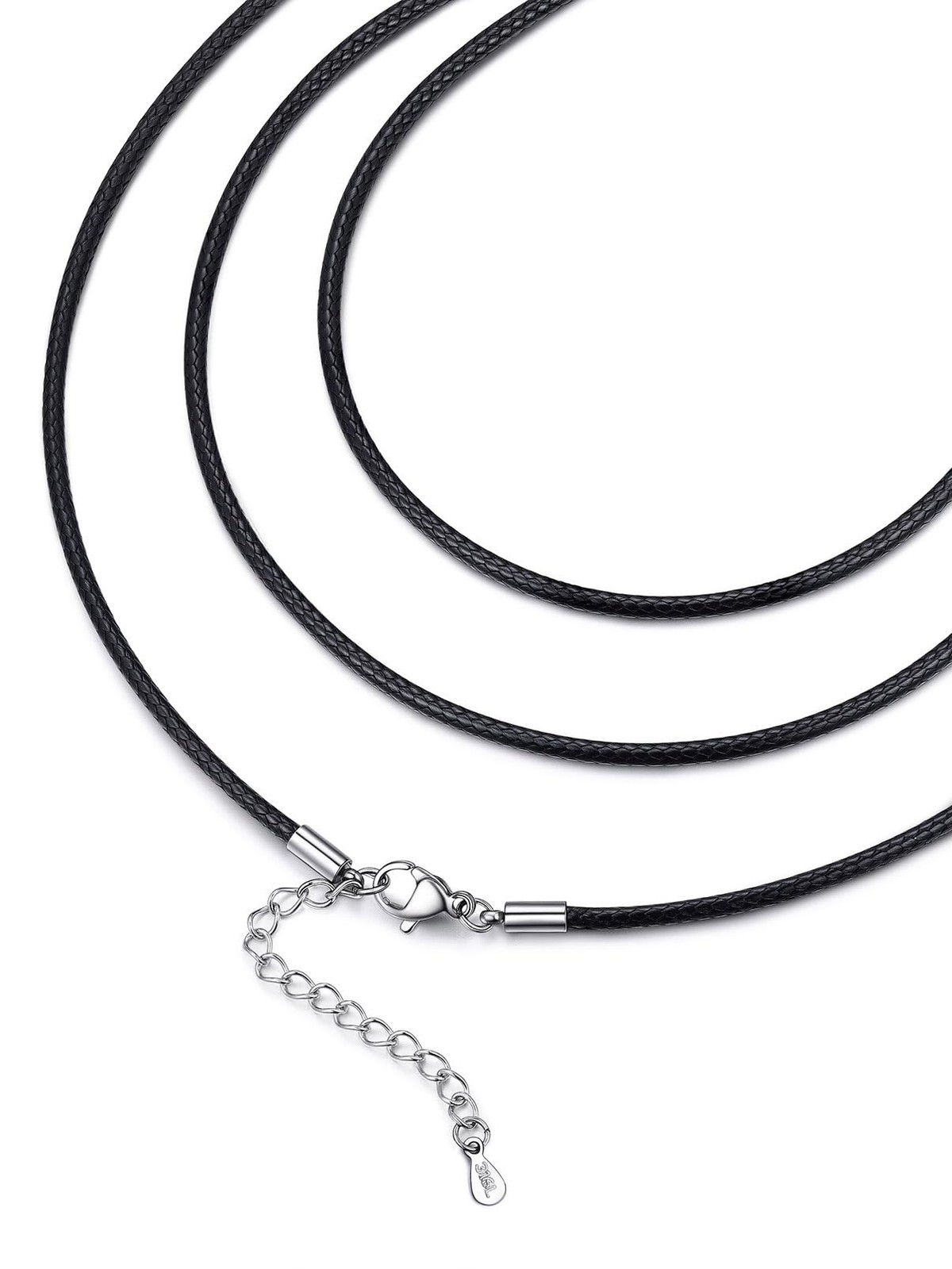 Braided Leather 1.5MM/2MM/3MM Necklace Cord for Men with Stainless Steel Lobs…