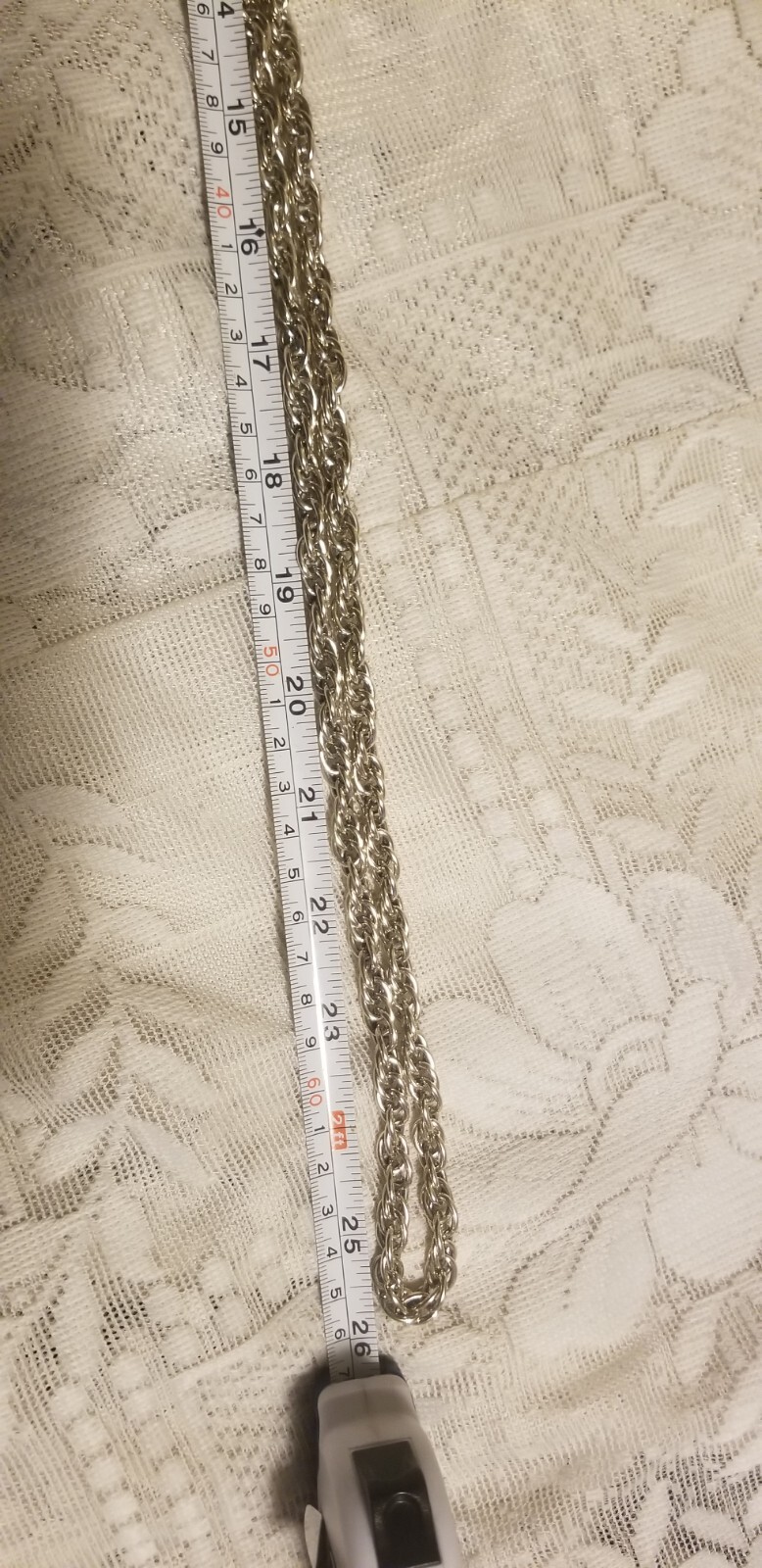 Vtg Western Germany Signed Necklace Silvertone Twist Smooth Texture 52″ Aluminu