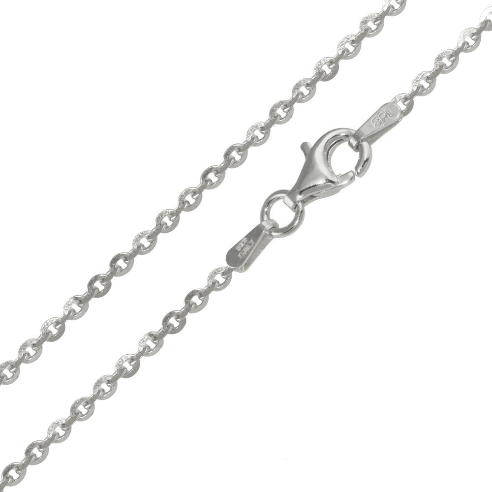Sterling Silver 925 Rolo Chain Necklace 2.2 mm Thickness Edge Rolo DC Chain Z21