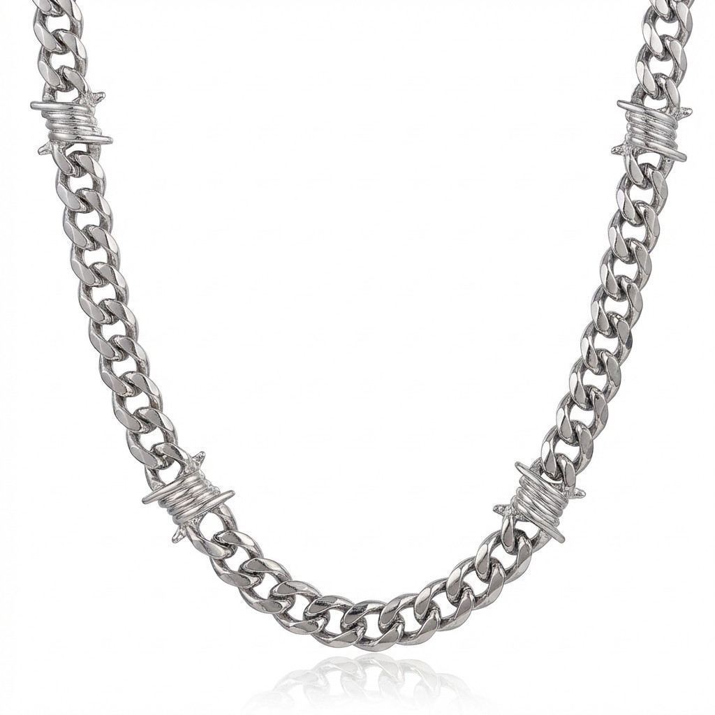 Barbed Wire Cuban Necklace