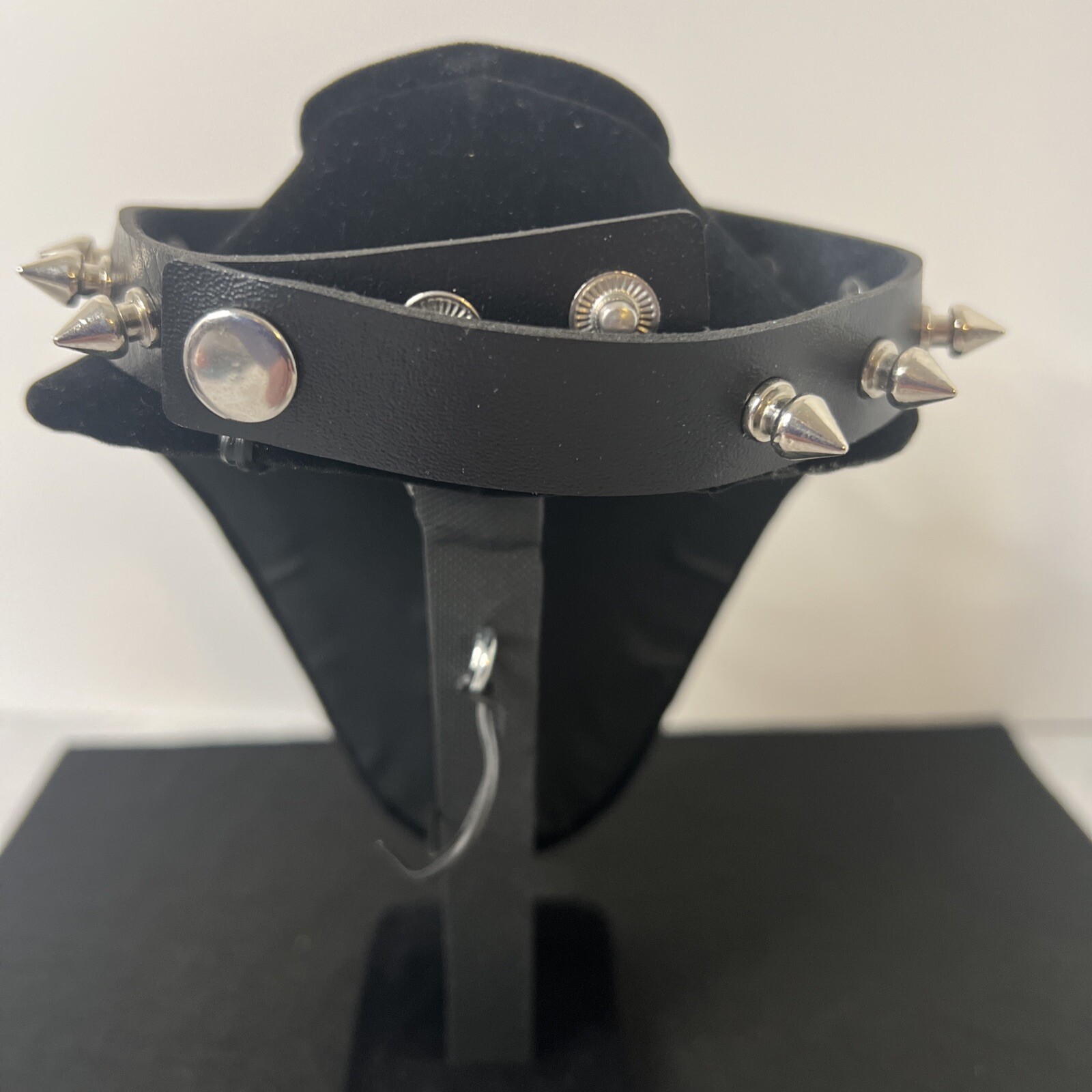 Punk Gothic Long Spike Stud Black Faux Leather Choker Collar Necklace Heart