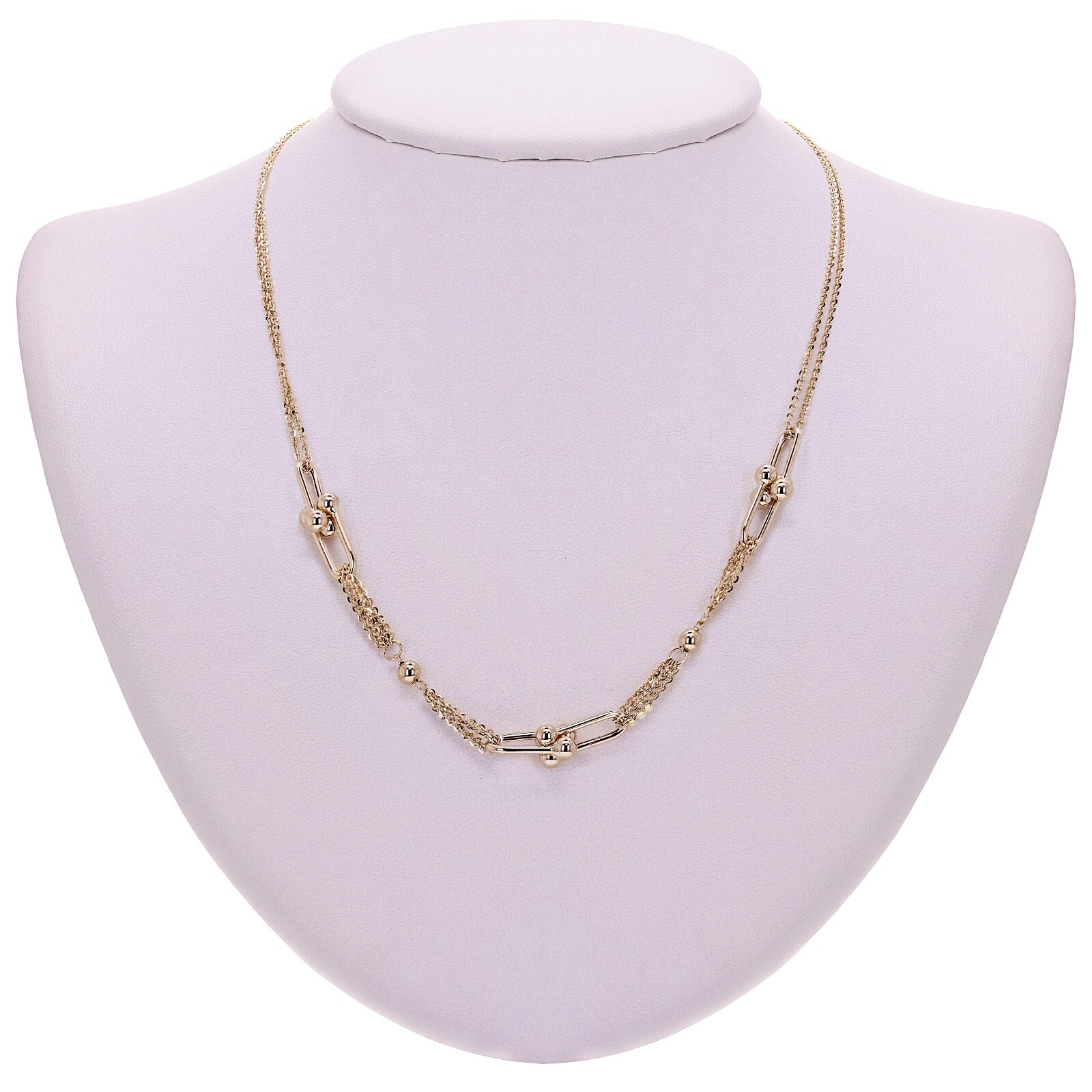 Italian 14k Yellow Gold U-Link Double Rolo Chain Necklace 18″ 8mm 8.6 grams