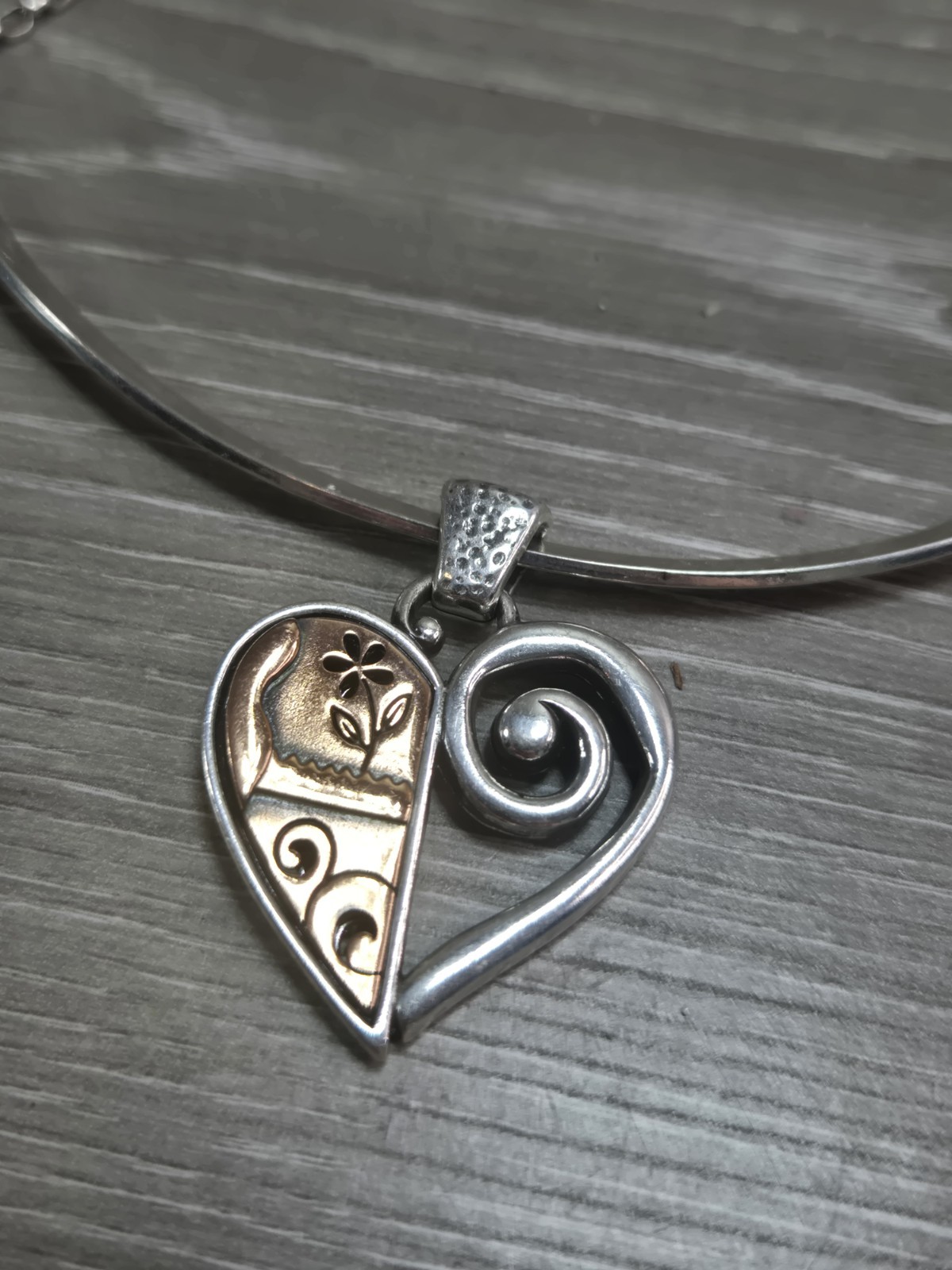 Brighton Pablos Passion Two tone Copper Silver Reversible Heart Chocker Necklace