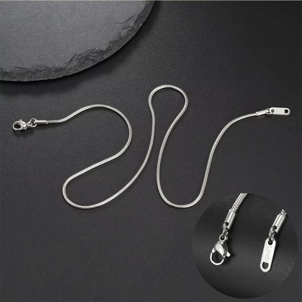 Round Snake Chain Necklace Women Men Stainless Steel 0.9mm 1.2mm 2mm Choker Gift