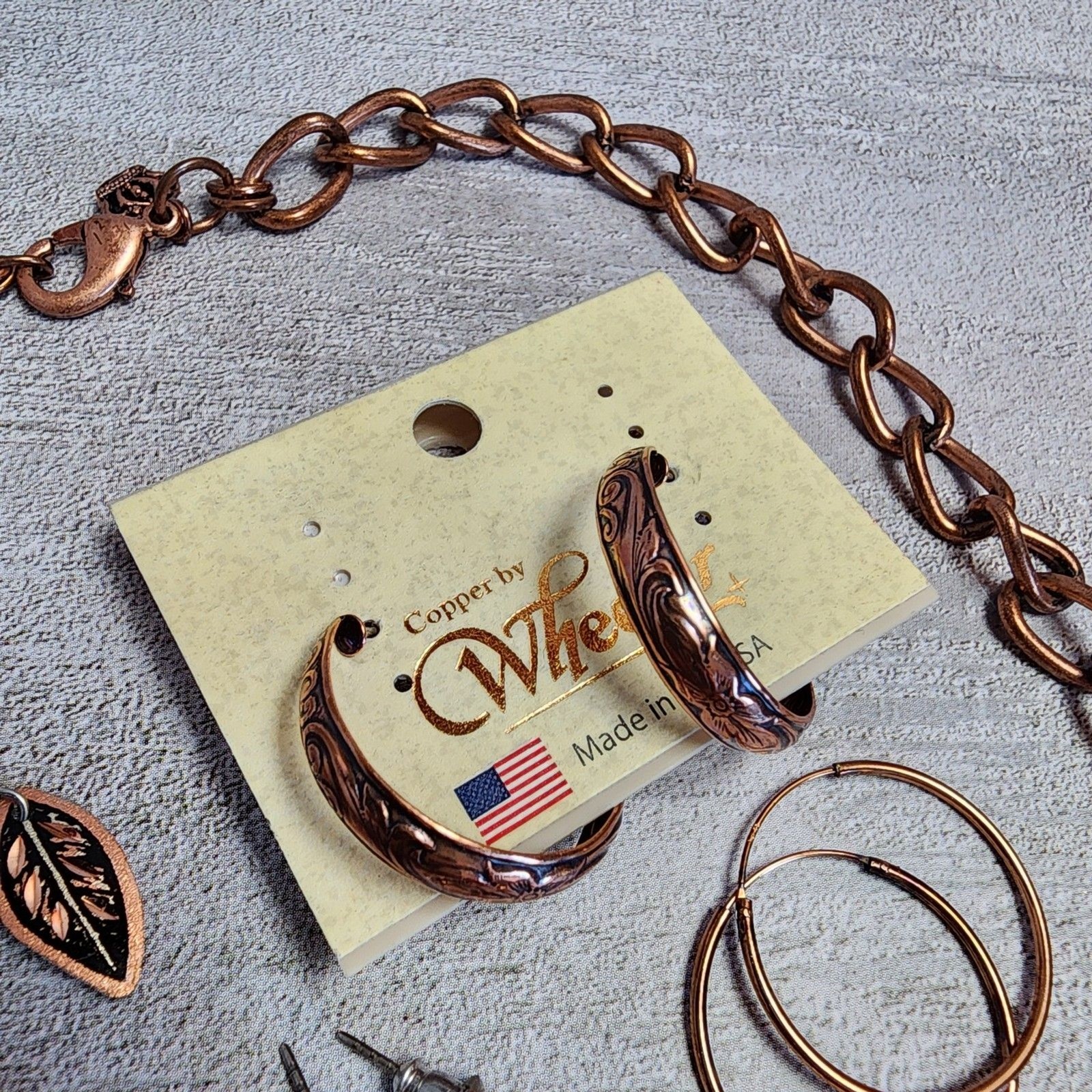 Copper Hoop Earring Necklace Jewelry LOT
