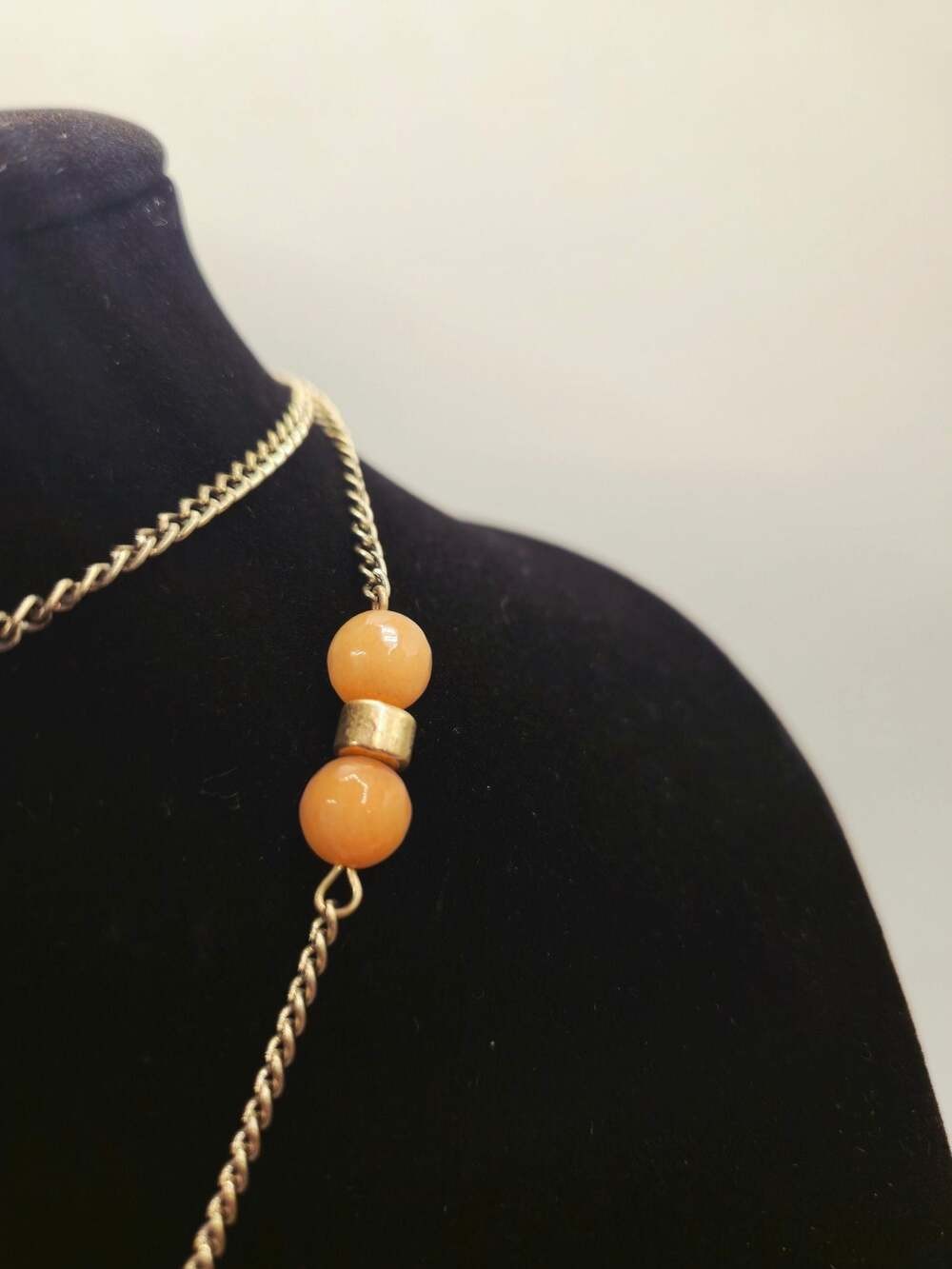 Gold-Tone Chain Necklace with Tassel and Beaded Pendant