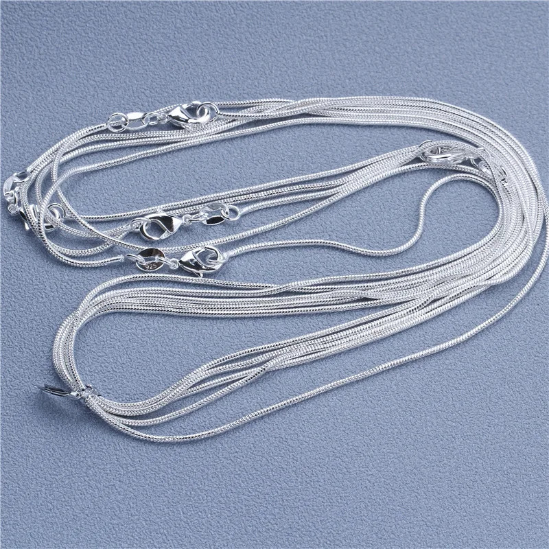 925 Sterling Silver Necklace Rolo Figaro Chain 16-30 Inch Women Jewelry