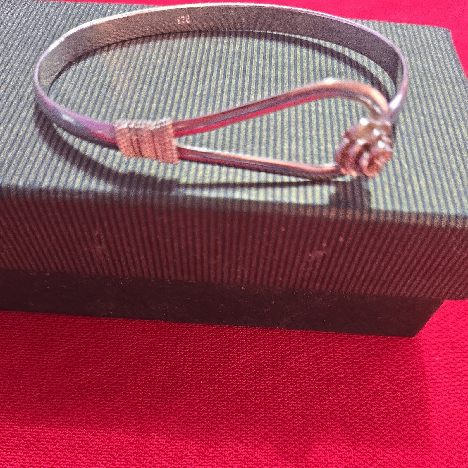 Sterling Silver 925 With Cute Flower Hook Bangle Bracelet Size 7